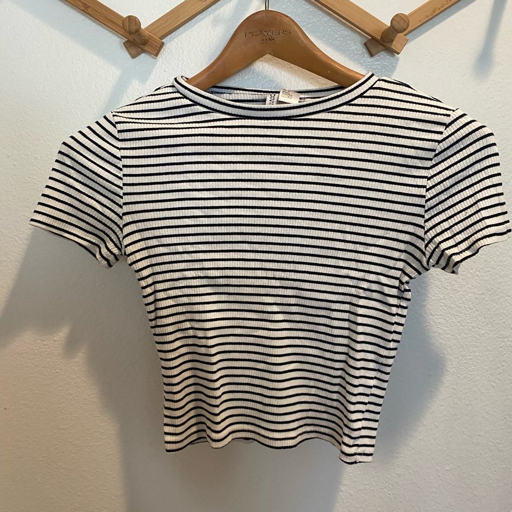 Black and White Striped Mini Tee